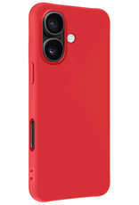 BASEY. Hoes Geschikt voor iPhone 16 Plus Hoesje Siliconen Back Cover Case Met Screenprotector - Hoesje Geschikt voor iPhone 16 Plus Hoes Cover Hoesje - Rood