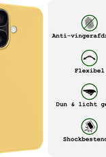 BASEY. Hoes Geschikt voor iPhone 16 Plus Hoesje Siliconen Back Cover Case Met 2x Screenprotector - Hoesje Geschikt voor iPhone 16 Plus Hoes Cover Hoesje - Geel