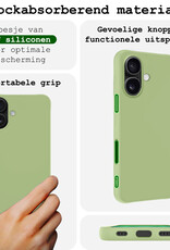 BASEY. Hoes Geschikt voor iPhone 16 Plus Hoesje Siliconen Back Cover Case Met 2x Screenprotector - Hoesje Geschikt voor iPhone 16 Plus Hoes Cover Hoesje - Groen