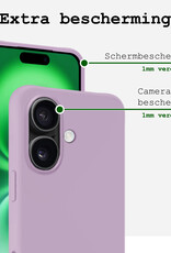 BASEY. Hoes Geschikt voor iPhone 16 Plus Hoesje Siliconen Back Cover Case Met 2x Screenprotector - Hoesje Geschikt voor iPhone 16 Plus Hoes Cover Hoesje - Lila