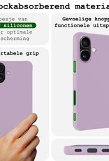 BASEY. Hoes Geschikt voor iPhone 16 Plus Hoesje Siliconen Back Cover Case Met 2x Screenprotector - Hoesje Geschikt voor iPhone 16 Plus Hoes Cover Hoesje - Lila