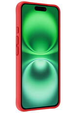 BASEY. Hoes Geschikt voor iPhone 16 Plus Hoesje Siliconen Back Cover Case Met 2x Screenprotector - Hoesje Geschikt voor iPhone 16 Plus Hoes Cover Hoesje - Rood