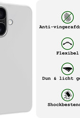 BASEY. Hoes Geschikt voor iPhone 16 Plus Hoesje Siliconen Back Cover Case Met 2x Screenprotector - Hoesje Geschikt voor iPhone 16 Plus Hoes Cover Hoesje - Wit