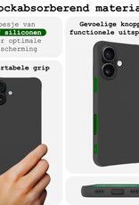 BASEY. Hoes Geschikt voor iPhone 16 Plus Hoesje Siliconen Back Cover Case Met 2x Screenprotector - Hoesje Geschikt voor iPhone 16 Plus Hoes Cover Hoesje - Zwart