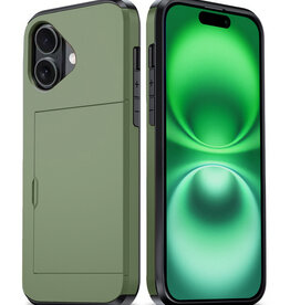 BASEY. BASEY. iPhone 16 Hoesje Pashouder Hard - Donker Groen