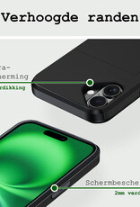 BASEY. Hoes Geschikt voor iPhone 16 Hoesje Hard Case Met Pas Houder Met Screenprotector - Hoesje Geschikt voor iPhone 16 Hoes Shockproof Hard Cover Met Kaarthouder - Zwart
