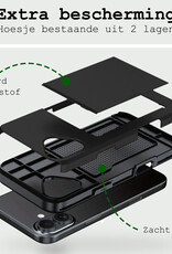 BASEY. Hoes Geschikt voor iPhone 16 Hoesje Hard Case Met Pas Houder Met Screenprotector - Hoesje Geschikt voor iPhone 16 Hoes Shockproof Hard Cover Met Kaarthouder - Zwart