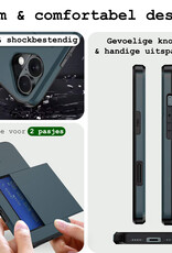 BASEY. Hoes Geschikt voor iPhone 16 Plus Hoesje Hard Case Met Pas Houder Met Screenprotector - Hoesje Geschikt voor iPhone 16 Plus Hoes Shockproof Hard Cover Met Kaarthouder - Donkerblauw