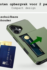 BASEY. Hoes Geschikt voor iPhone 16 Plus Hoesje Hard Case Met Pas Houder Met Screenprotector - Hoesje Geschikt voor iPhone 16 Plus Hoes Shockproof Hard Cover Met Kaarthouder - Donkergroen