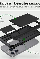 BASEY. Hoes Geschikt voor iPhone 16 Pro Hoesje Hard Case Met Pas Houder Met Screenprotector - Hoesje Geschikt voor iPhone 16 Pro Hoes Shockproof Hard Cover Met Kaarthouder - Zwart