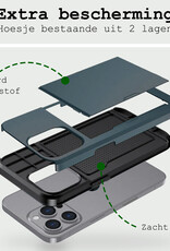 BASEY. Hoes Geschikt voor iPhone 16 Pro Hoesje Hard Case Met Pas Houder Met 2x Screenprotector - Hoesje Geschikt voor iPhone 16 Pro Hoes Shockproof Hard Cover Met Kaarthouder - Donkerblauw