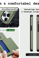 BASEY. Hoes Geschikt voor iPhone 16 Pro Max Hoesje Hard Case Met Pas Houder Met Screenprotector - Hoesje Geschikt voor iPhone 16 Pro Max Hoes Shockproof Hard Cover Met Kaarthouder - Donkergroen