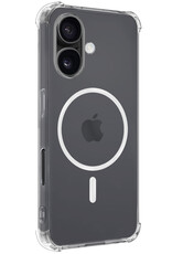 NoXx Hoes Geschikt voor iPhone 16 Hoesje Geschikt voor Magsafe Hoesje Cover Shock Proof Case Met 2x Screenprotector - Transparant