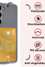 NoXx Hoes Geschikt voor iPhone 16 Hoesje Pasjeshouder Cover Shock Proof Case Siliconen Hoes Met Kaarthouder Met 2x Screenprotector - Transparant