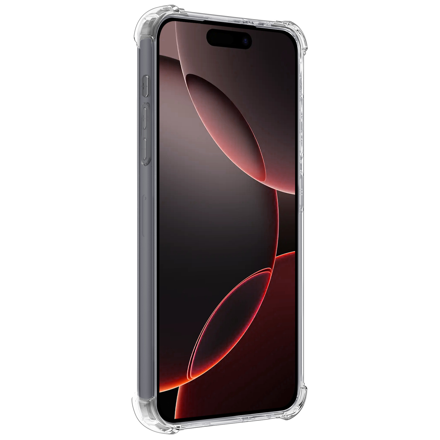 NoXx Hoes Geschikt voor iPhone 16 Pro Hoesje Pasjeshouder Cover Shock Proof Case Siliconen Hoes Met Kaarthouder Met Screenprotector - Transparant