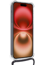 NoXx Hoes Geschikt voor iPhone 16 Plus Hoesje Pasjeshouder Cover Met Koord Shock Proof Case Siliconen Hoes Met Telefoonkoord en Kaarthouder - Transparant