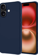NoXx Hoes Geschikt voor iPhone 16 Hoesje Cover Siliconen Back Case Hoes - Donkerblauw