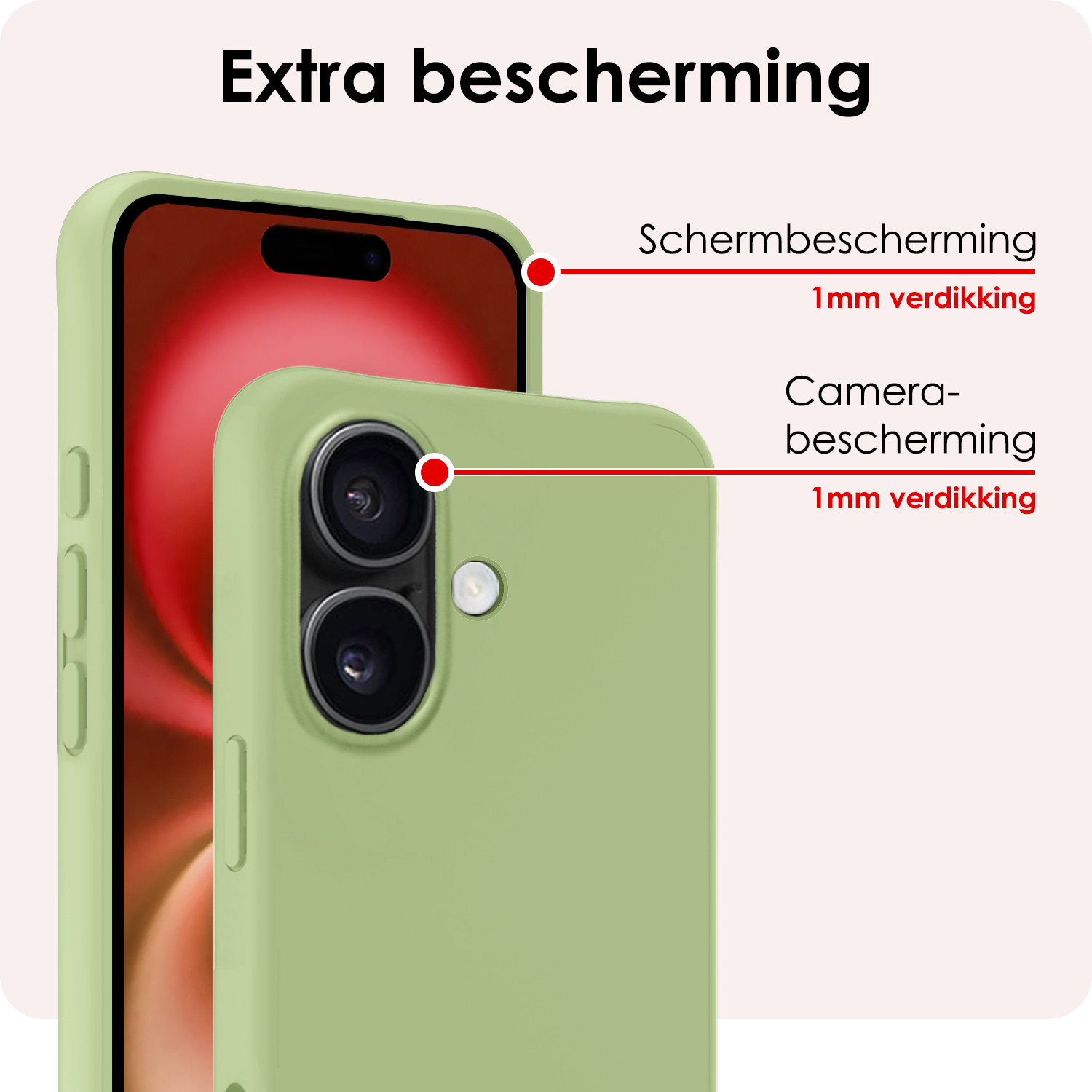 NoXx Hoes Geschikt voor iPhone 16 Hoesje Cover Siliconen Back Case Hoes - Groen