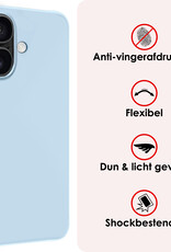 NoXx Hoes Geschikt voor iPhone 16 Hoesje Cover Siliconen Back Case Hoes - Lichtblauw
