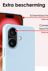 NoXx Hoes Geschikt voor iPhone 16 Hoesje Cover Siliconen Back Case Hoes - Lichtblauw