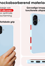 NoXx Hoes Geschikt voor iPhone 16 Hoesje Cover Siliconen Back Case Hoes - Lichtblauw