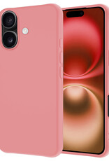 NoXx Hoes Geschikt voor iPhone 16 Hoesje Cover Siliconen Back Case Hoes - Lichtroze