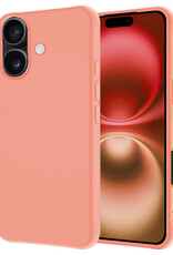 NoXx Hoes Geschikt voor iPhone 16 Hoesje Cover Siliconen Back Case Hoes - Perzik