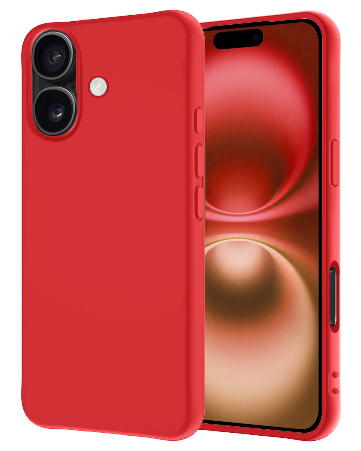 NoXx Hoes Geschikt voor iPhone 16 Hoesje Cover Siliconen Back Case Hoes - Rood
