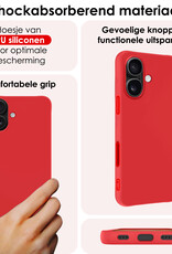 NoXx Hoes Geschikt voor iPhone 16 Hoesje Cover Siliconen Back Case Hoes - Rood