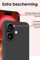 NoXx Hoes Geschikt voor iPhone 16 Hoesje Cover Siliconen Back Case Hoes - Zwart