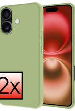 NoXx Hoes Geschikt voor iPhone 16 Hoesje Cover Siliconen Back Case Hoes - Groen - 2x