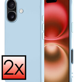 NoXx NoXx iPhone 16 Hoesje Siliconen - Lichtblauw - 2 PACK