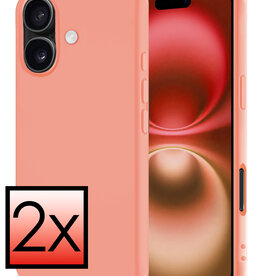 NoXx NoXx iPhone 16 Hoesje Siliconen - Perzik - 2 PACK