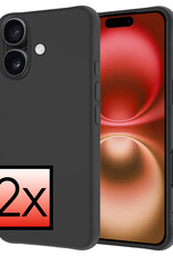 NoXx Hoes Geschikt voor iPhone 16 Hoesje Cover Siliconen Back Case Hoes - Zwart - 2x