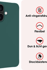 NoXx Hoes Geschikt voor iPhone 16 Hoesje Cover Siliconen Back Case Hoes Met Screenprotector - Donkergroen