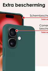 NoXx Hoes Geschikt voor iPhone 16 Hoesje Cover Siliconen Back Case Hoes Met Screenprotector - Donkergroen