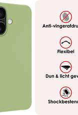 NoXx Hoes Geschikt voor iPhone 16 Hoesje Cover Siliconen Back Case Hoes Met Screenprotector - Groen