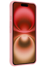 NoXx Hoes Geschikt voor iPhone 16 Hoesje Cover Siliconen Back Case Hoes Met Screenprotector - Lichtroze