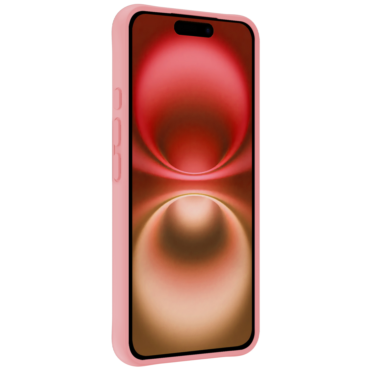 NoXx Hoes Geschikt voor iPhone 16 Hoesje Cover Siliconen Back Case Hoes Met Screenprotector - Lichtroze