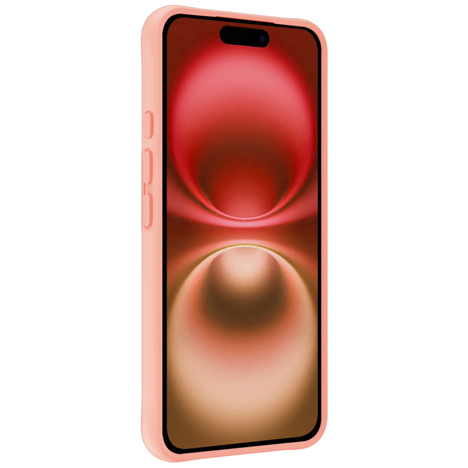 NoXx Hoes Geschikt voor iPhone 16 Hoesje Cover Siliconen Back Case Hoes Met Screenprotector - Perzik