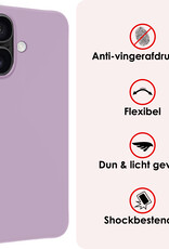 NoXx Hoes Geschikt voor iPhone 16 Hoesje Cover Siliconen Back Case Hoes Met 2x Screenprotector - Lila