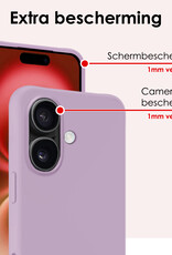 NoXx Hoes Geschikt voor iPhone 16 Hoesje Cover Siliconen Back Case Hoes Met 2x Screenprotector - Lila