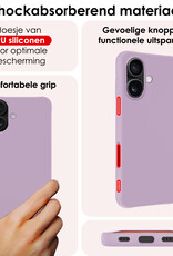 NoXx Hoes Geschikt voor iPhone 16 Hoesje Cover Siliconen Back Case Hoes Met 2x Screenprotector - Lila