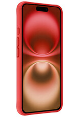 NoXx Hoes Geschikt voor iPhone 16 Hoesje Cover Siliconen Back Case Hoes Met 2x Screenprotector - Rood