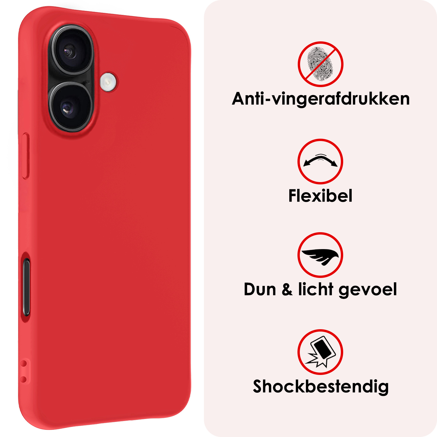 NoXx Hoes Geschikt voor iPhone 16 Plus Hoesje Cover Siliconen Back Case Hoes - Rood