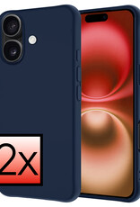 NoXx Hoes Geschikt voor iPhone 16 Plus Hoesje Cover Siliconen Back Case Hoes - Donkerblauw - 2x
