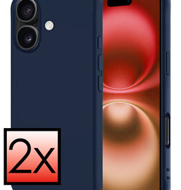 NoXx NoXx iPhone 16 Plus Hoesje Siliconen - Donkerblauw - 2 PACK