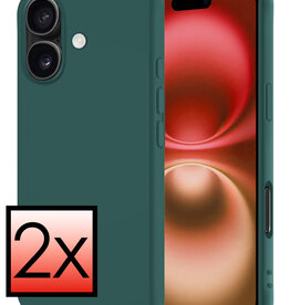 NoXx NoXx iPhone 16 Plus Hoesje Siliconen - Donkergroen - 2 PACK