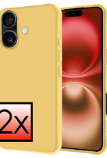 NoXx Hoes Geschikt voor iPhone 16 Plus Hoesje Cover Siliconen Back Case Hoes - Geel - 2x