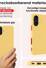 NoXx Hoes Geschikt voor iPhone 16 Plus Hoesje Cover Siliconen Back Case Hoes - Geel - 2x